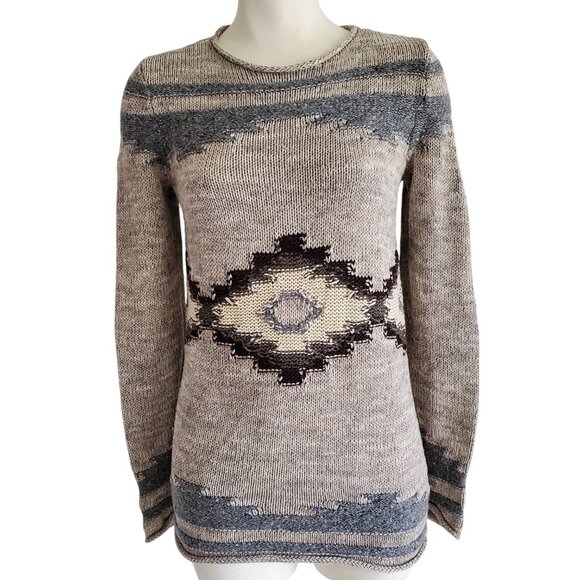 Lauren Ralph Lauren VTG Tribal Sweater Cotton Blend Sweater Navajo Aztec Indian - Picture 1 of 14